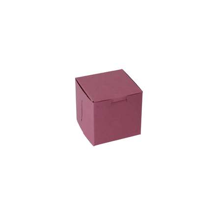 BOXIT Boxit 4"x4"x4" Strawberry Pink 1 Piece Cornerlock Bakery Box, PK200 444B-195